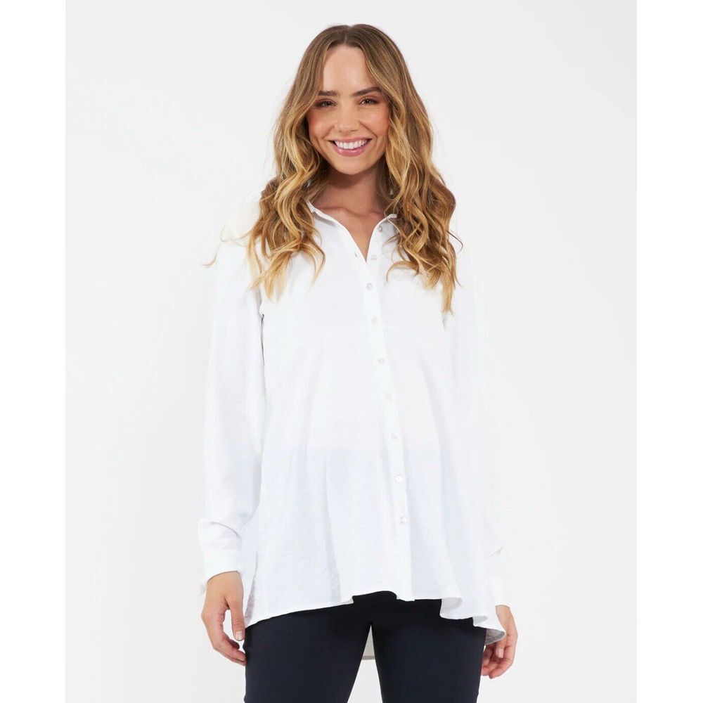 Ripe PEPLUM WORK MATERNITY SHIRT Tina Peplum Shirt White Size XL Off White